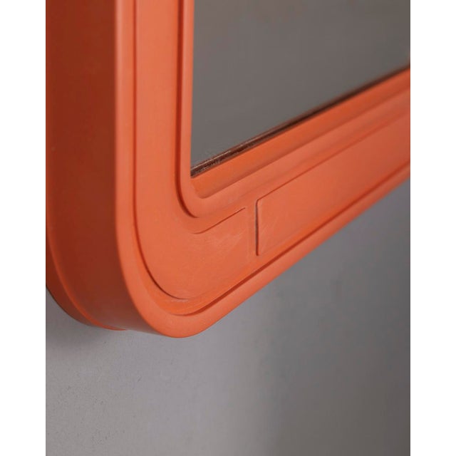 Glass Vintage Orange Wall Mirror by Carrara Matt, 1970s For Sale - Image 7 of 10