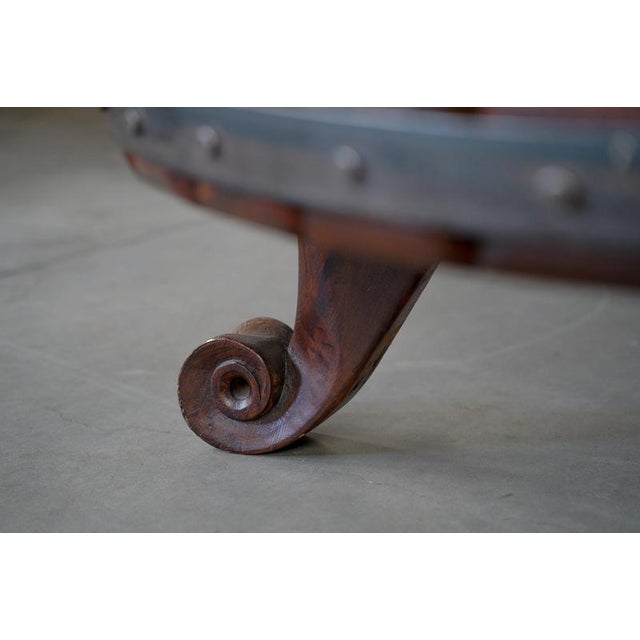 Rustic Round Coffee Table with Iron Details, Netherlands, 1960s For Sale - Image 9 of 13