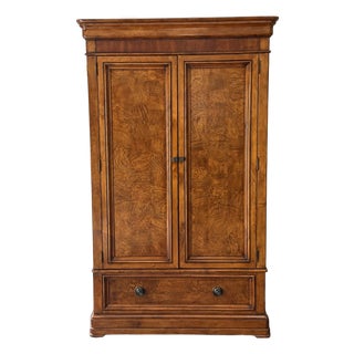 Vintage Ethan Allen Burled Wood Townhouse Armoire For Sale