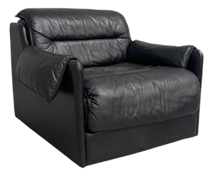 Black Leather Club Chair by Dreipunkt, 1970s