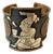 Vintage Solid Copper & Silver Cuff Bracelet Featuring a Raised Mayan or Aztec-Style Figure For Sale