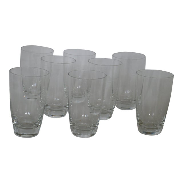 Vintage Fostoria Glass Company Etched Crystal Ford Thunderbird Tumbler Cocktail Glasses - Set of 8 For Sale
