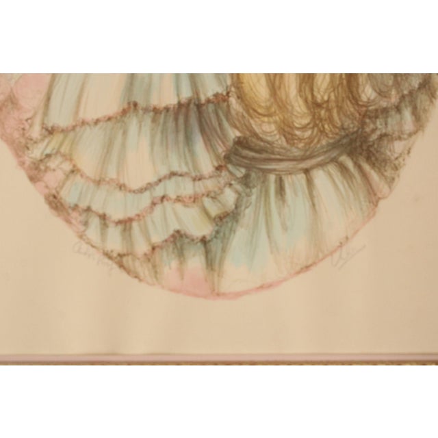 Wood Mary Vickers Handcolored Lithograph, 'Golden Tresses' For Sale - Image 7 of 12