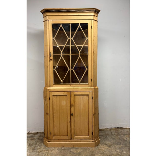 Brown 19th Century English Pine Corner Cabinet With Astral Glazed Top For Sale - Image 8 of 12