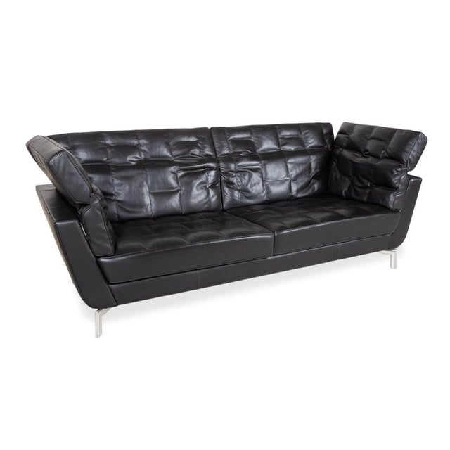 Three-Seater Sofa in Black Leather from de Sede For Sale - Image 4 of 18