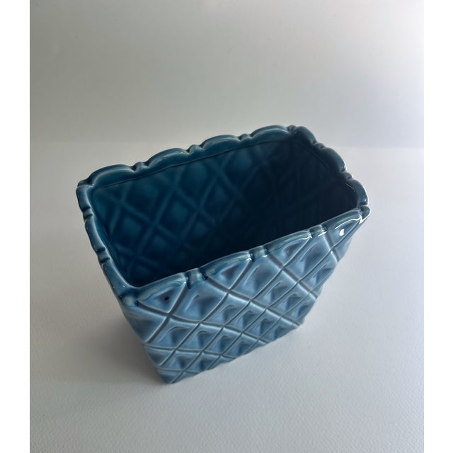 Ceramic Mid Century Modern Cornflower Blue Ceramic Planter For Sale - Image 7 of 17