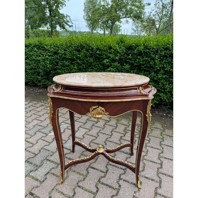 1920 French Louis XVI Mahogany Marble Side Table - 1 Pc For Sale - Image 11 of 11
