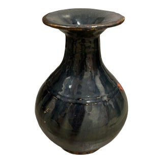 Early 20th Century Chinese Black Glaze Pottery Vase For Sale
