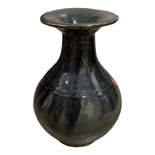 Early 20th Century Chinese Black Glaze Pottery Vase For Sale