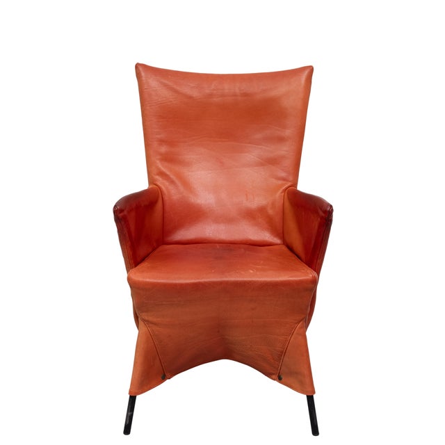 Super rare Dutch Designed Arm Chair by Gerard van der Berg . Beautiful warm Cognac Orange Color ,comes with a very nice...