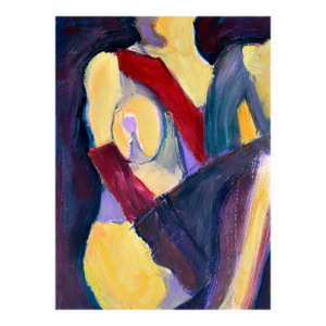 Yellow Figure in Black Stockings - Abstracted Oil Painting by Michael William Eggleston