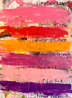 "Lipstick Love" Contemporary Original Abstract Acrylic Painting