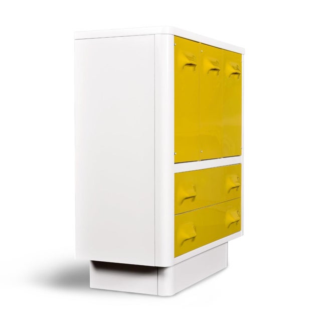 1970s Space Age Broyhill Chapter One Yellow and White Gentlemen's Chest Dresser For Sale - Image 5 of 15