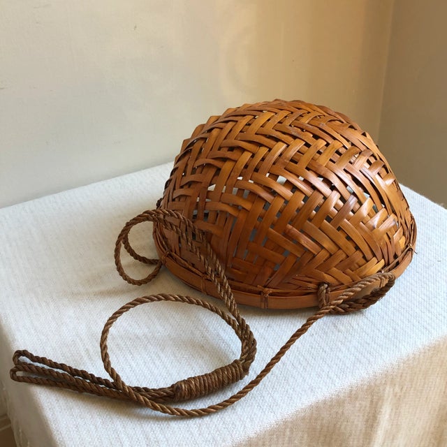 1970s Rattan Hanging Basket Planter For Sale - Image 10 of 13