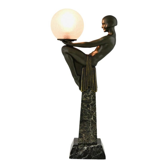 This iconic Art Deco table lamp, titled “Enigme”, was designed by celebrated French sculptor and designer Max Le Verrier...