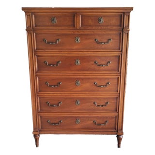 1960s Henredon Vintage Custom Folio One Fruitwood Highboy Dresser French Style For Sale