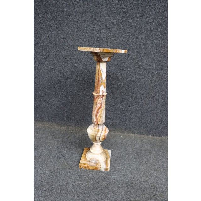Orange Italian Style Onyx Pedestal With Urn For Sale - Image 8 of 15