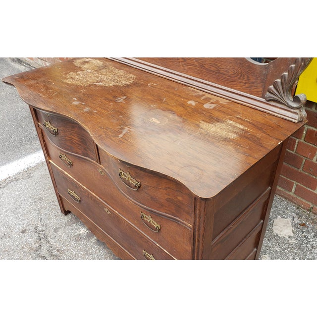 Antique Victorian Oak Keystone Furniture Co 4 Drawer Dresser W/ Swivel