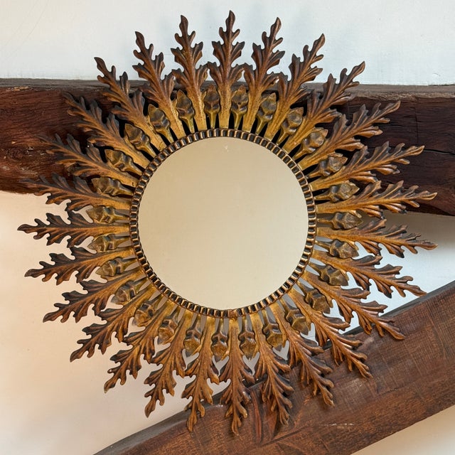 Metal Italian Sun Mirror, 1950s For Sale - Image 7 of 10