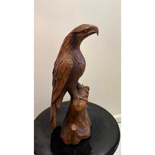 Late 20th Century Late 20th Century Hand Carved American Eagle Statue For Sale - Image 5 of 9