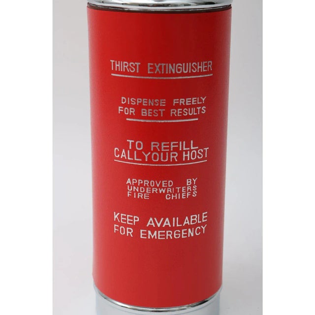 Metal Mid-Century Modern Musical Decanter Red Fire Extinguisher Form For Sale - Image 7 of 10