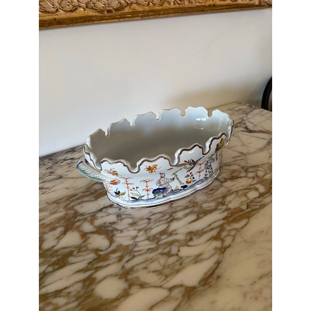 Chinoiserie Late 20th Century Handpainted Faience Tiffany & Co. Chinoiserie Jardineire For Sale - Image 3 of 12