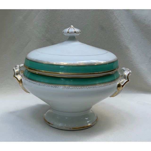19th Century French Porcelain Soup Tureen With Turquoise & Gilt Detail For Sale - Image 14 of 18