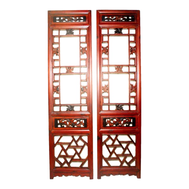 Antique Chinese Screen Panels, Cunninghamia wood; Circa 1800-1849 - A Pair For Sale