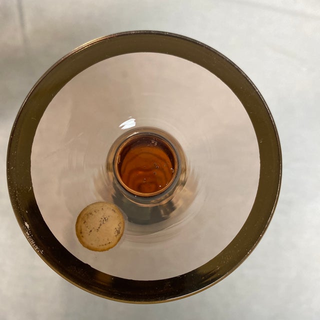 1960s Borske Sklo Glassworks Pink, Amber and Green Gold Stripe Champagne Glasses - Set of 4 For Sale - Image 4 of 12