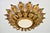 1950s Mid Century Gilded Spanish Sunburst Flush Mount With Green Patina For Sale - Image 11 of 13