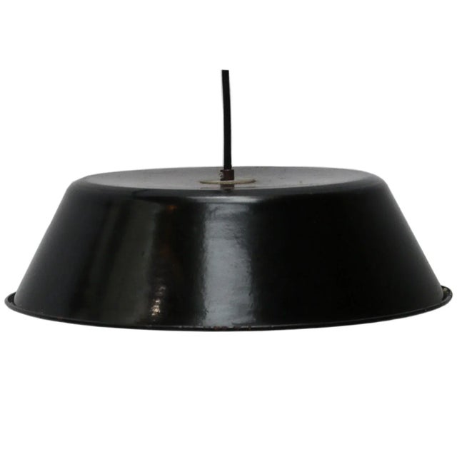 1950s Vintage Industrial French Black Enamel Pendant Lamp, 1950s For Sale - Image 5 of 5