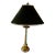 Vintage Hollywood Regency Faux Bamboo Polished Brass Table Lamp With Black Tole Shade | Stiffel Style | 32” For Sale
