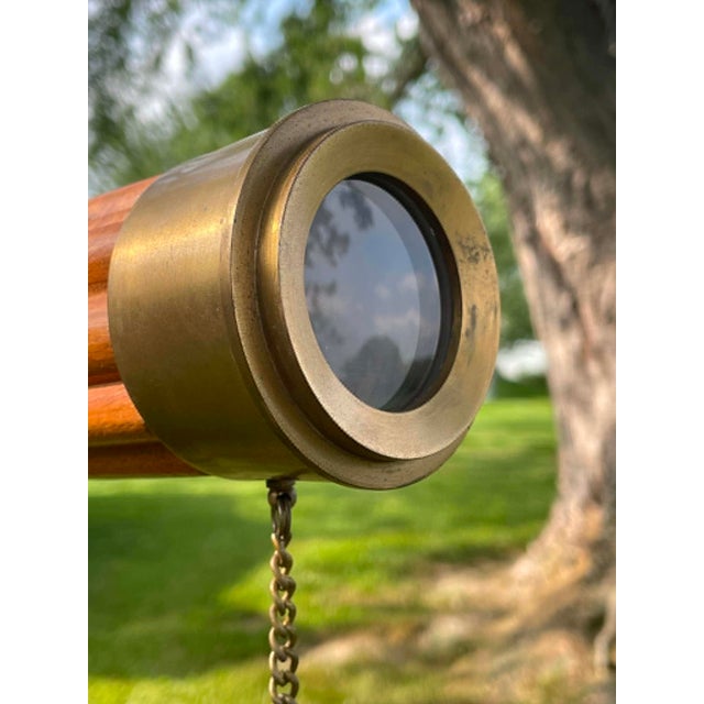 Vintage Fluted Wood and Brass Telescope For Sale - Image 12 of 18