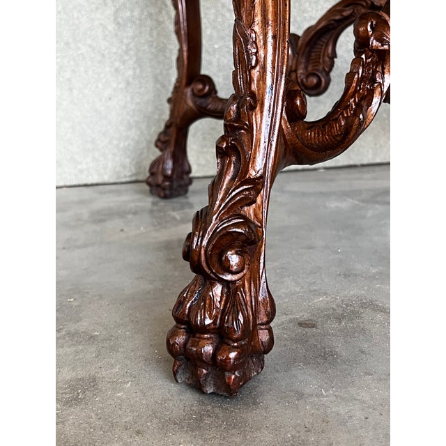 20th Mariano Garcia Spanish Side Table With Highly Carved Top and Legs For Sale - Image 9 of 11