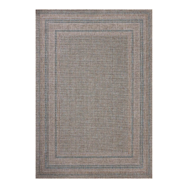 Amber Lewis x Loloi Topanga Natural / Teal 3'-11" x 5'-11" Accent Rug For Sale