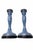 Art Deco .Vintage 1930s Blue Depression Glass Candlestick Holders – Elegant Pair For Sale - Image 3 of 8