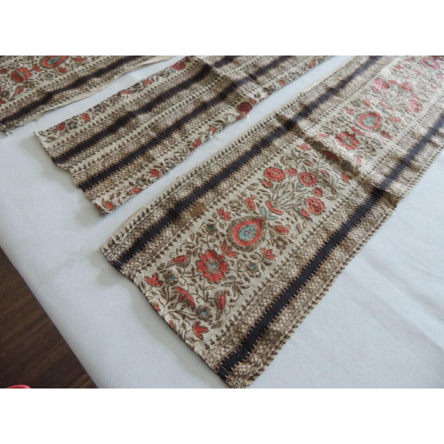 Antique Orange and Brown Silk and Metallic Threads Embroidered Textiles Fragments - Set of 3 For Sale - Image 4 of 5