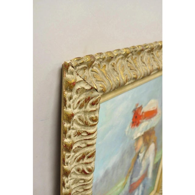 Mid 20th Century Zaza Meuli (B. 1892) Oil on Canvas Impressionist Painting Girl in Hat Orange Bow For Sale - Image 11 of 12