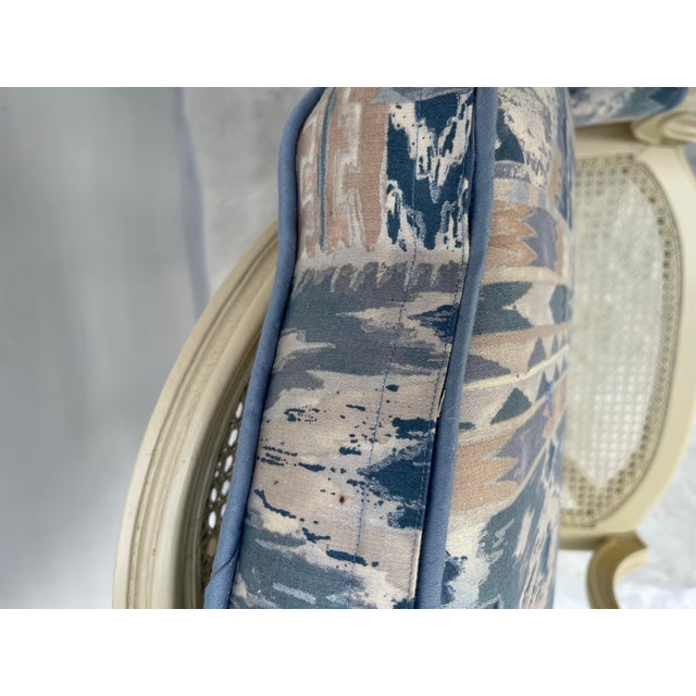 Vintage Painted Caned Louis XVI Fauteuil Chairs a Pair For Sale - Image 9 of 12