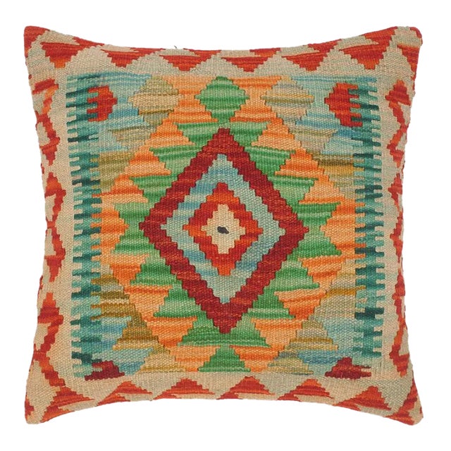 Shabby Chic Hand-Woven Turkish Kilim Throw Pillow For Sale