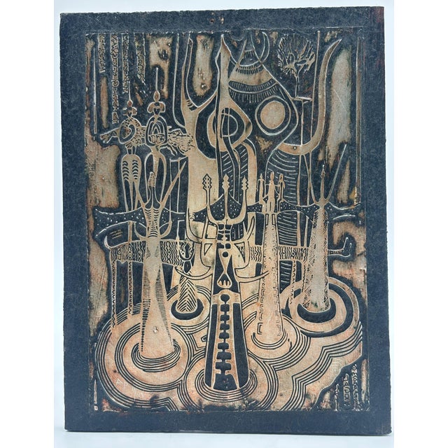 Black Bruce Onobrakpeya, Egodo Emamiwata, 1976, Metal Relief For Sale - Image 8 of 8