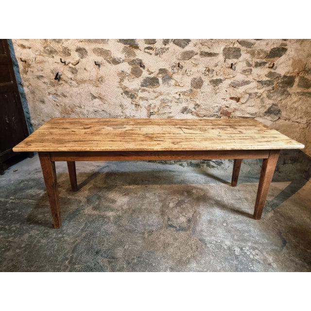 Antique French Country Dining Table with Oak Base & Pine Top, 1900s For Sale - Image 5 of 17