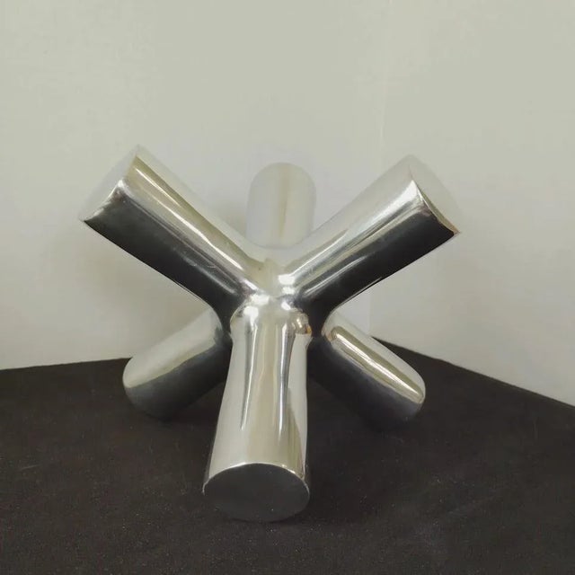 Torre & Tagus Large Contemporary Metal Chrome Jack Jacks Sculpture Decor For Sale - Image 4 of 5