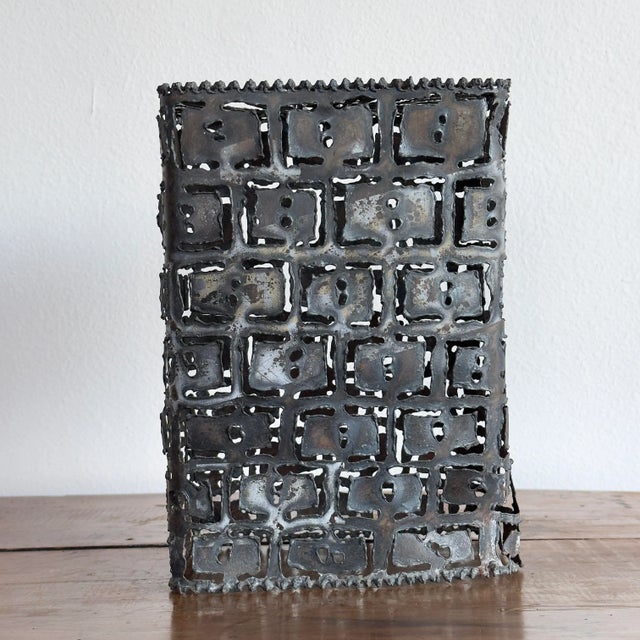Late 20th Century Late 20th Century Brutalist Torch Cut Metal Luminary For Sale - Image 5 of 12