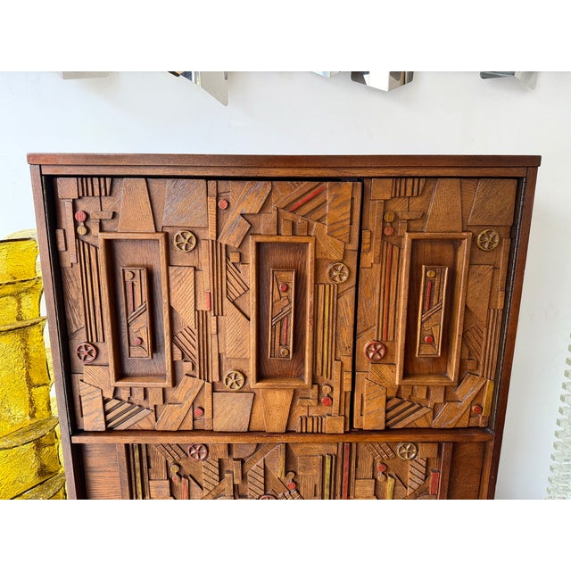 Mid-Century Modern Brutalist Wood Sculpture Cabinet by Lane. Usa, 1970s For Sale - Image 9 of 15