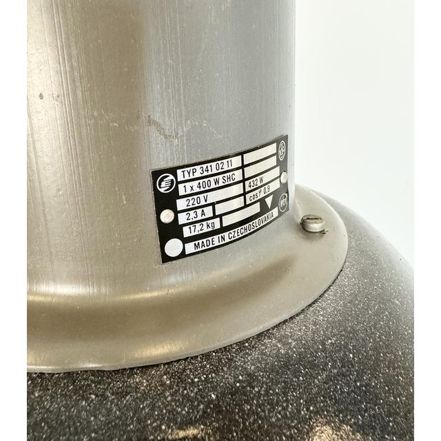 Gray Large Industrial Dark Grey Enamel Factory Lamp from Elektrosvit, 1960s For Sale - Image 8 of 18