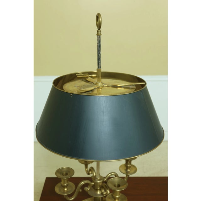 Large Tole Shade Brass Table Lamp For Sale - Image 10 of 11