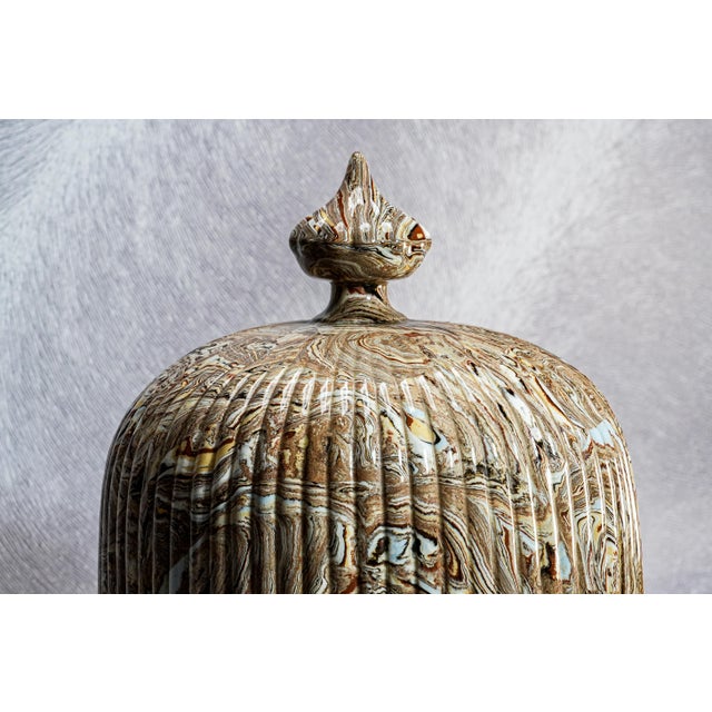 Victorian Rare 19th Century Antique Victorian Copeland & Garrett Agateware Pottery Cheese Dish and Lid English Ceramic Art Pottery For Sale - Image 3 of 18