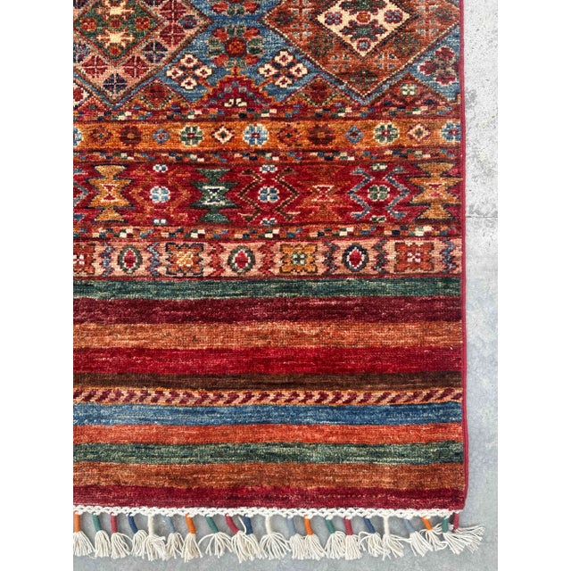 Small Vintage Tribal Kilim Rug – Handwoven Wool, 2.8x3.9 Ft, Red & Multicolor For Sale - Image 17 of 18
