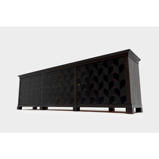 Brutalist Dark Oak Craftsmanship Sideboard with Brass Accents, Germany, 1960s For Sale - Image 9 of 16